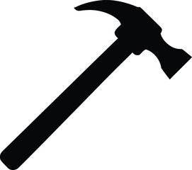 Black Silhouette Of A Claw Hammer, Claw Hammer Icon Vector Silhouette, Claw Hammer Silhouette Vector Illustration.
