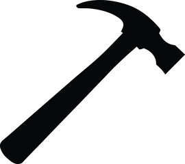 Black Silhouette Of A Claw Hammer, Claw Hammer Icon Vector Silhouette, Claw Hammer Silhouette Vector Illustration.
