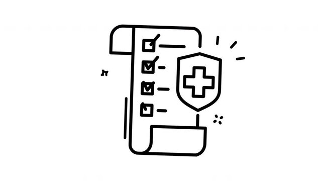 Health insurance checklist displayed with a shining shield and cross, perfect for medical and insurance related designs that convey protection and security.