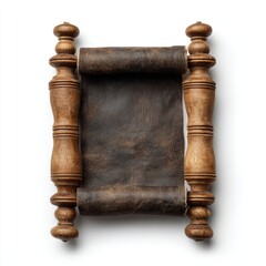 Antique leather scroll on wooden rollers (1)