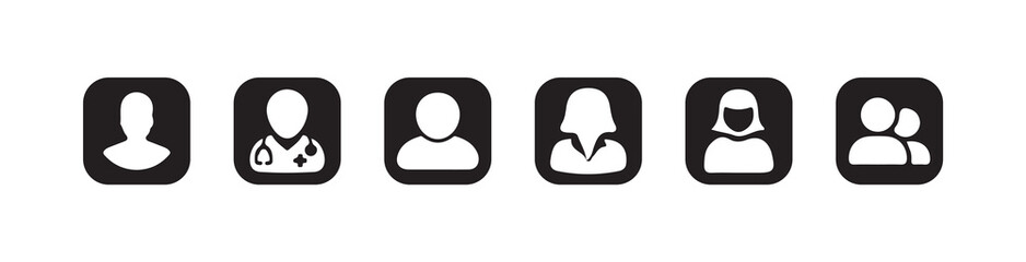 User profile icon set, profile avatar icon, black circle in flat style , social media profile icon symbol, User account profile, vector illustration eps 10.