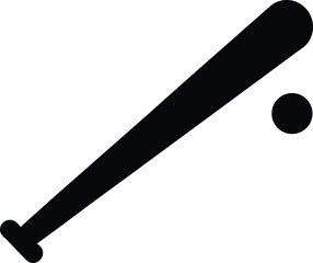 Baseball Bat and Ball Silhouette, Silhouette of Baseball Bat Hitting a Ball, Minimalist Baseball Silhouette on White Background