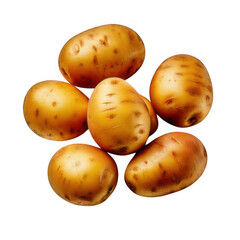  a group of potatoes on a white background isolated on white and transparent background.