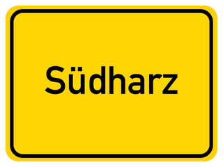Illustration of a city entrance sign for the city of Südharz
