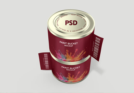 Metallic Paint Bucket Mockup Set