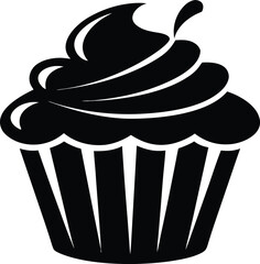 Cup cake vector silhouette on white background. Cupcake icon sign vector illustration design, Single Cupcake Silhouette - Minimalist Vector Illustration.