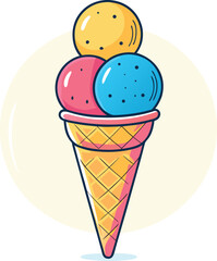 Ice cream logo clipart set. Colorful cone ice cream icon clip art in pictogram style vector illustration color pastel sweet dessert collection.	
