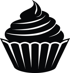 Cup cake vector silhouette on white background. Cupcake icon sign vector illustration design, Single Cupcake Silhouette - Minimalist Vector Illustration.