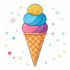 Ice cream logo clipart set. Colorful cone ice cream icon clip art in pictogram style vector illustration color pastel sweet dessert collection.	
