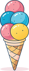 Ice cream logo clipart set. Colorful cone ice cream icon clip art in pictogram style vector illustration color pastel sweet dessert collection.	
