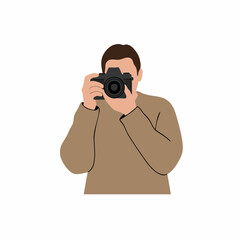 Flat Illustration Professional Photographer Focus Camera Lens Occupation Figure
