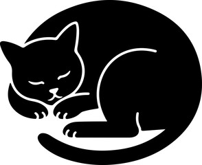sleeping cat silhouette vector illustration