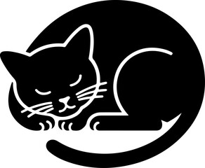 sleeping cat silhouette vector illustration