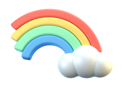 Colorful rainbow with cloud isolated on transparent background