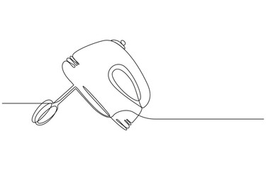 Handheld Electric Mixer One Line Drawing, Electric Hand Mixer Single Line Art, Electronic Kitchen Mixer Continuous One Line Drawing Illustration