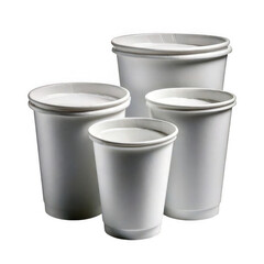  a group of white cups isolated on white and transparent background