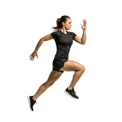 Woman Running Sprint Action Fitness Speed Energy Dynamic Isolated PNG