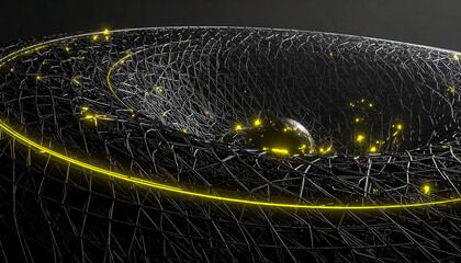 Dynamic Action of Cosmic Energy Flowing in a Black Hole Simulation, Abstract Art, Digital Environment, Close-Up View