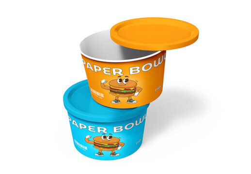 Stacked Food Paper Bowl Mockup