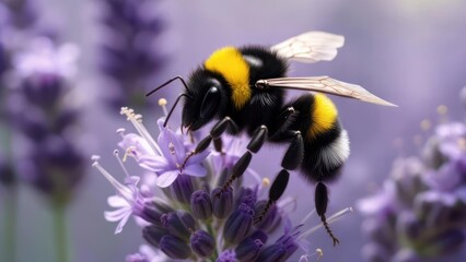Close-up bee on lavender flower