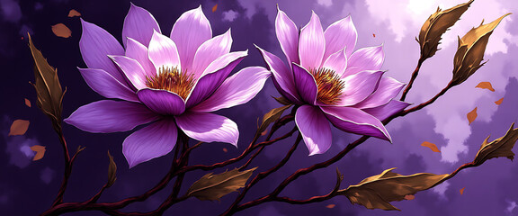 Luxury floral wallpaper featuring 3D embossed blossoms with gold, silver, and marble textures, elegant botanical mural in rich colors, abstract illustration for art prints, seamless 4K decorative back