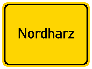 Illustration of a city entrance sign for the city of Nordharz