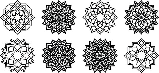 Abstract geometric seamless pattern in Arabesque style. Vector ornamental lines texture, elegant floral lattice, mesh. Traditional luxury background. Elegant gold and white ornament, repeat design