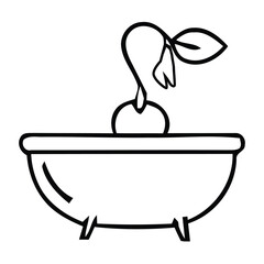 Black and White Line Art Icon of Seedling Sprouting in a Pot growth plant, Vector illustration. 