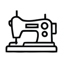 Black Outline Sewing Machine Icon. With sewing machine, sewing, tailor, stitch, fabric, textile, craft, Vector illustration. 