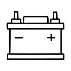 Car Battery with Plus and Minus Symbols Icon Line Art automotive power, Vector illustration. 