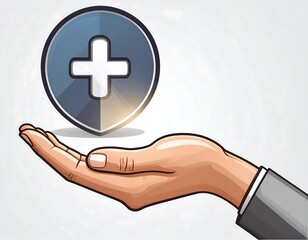 A hand holding a medical symbol