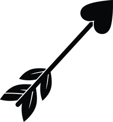 Heart arrow silhouette symbol love romance cupid valentine day icon vector