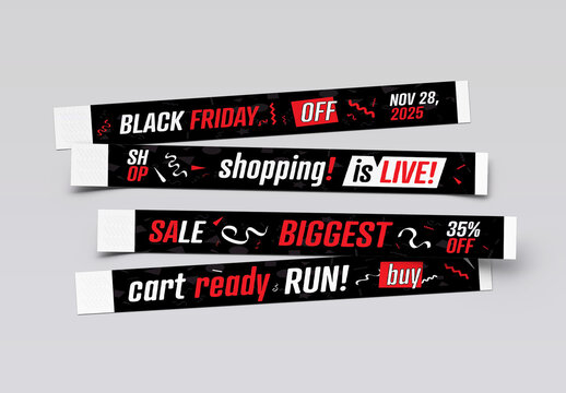 Black Friday Sale Promotional Wristband Design Set