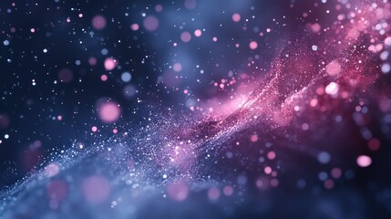 Obraz premium Glittering particle wave flowing in dark abstract space