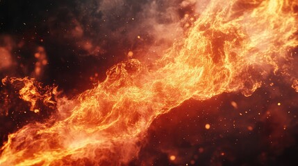 Fototapeta premium Abstract fire glowing brightly with smoke and embers