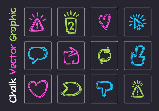 Hand Drawn Chalk Elements Vector Set