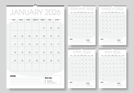 Minimalist 2026 Calendar Grid Layout with Corporate Planner Aesthetic