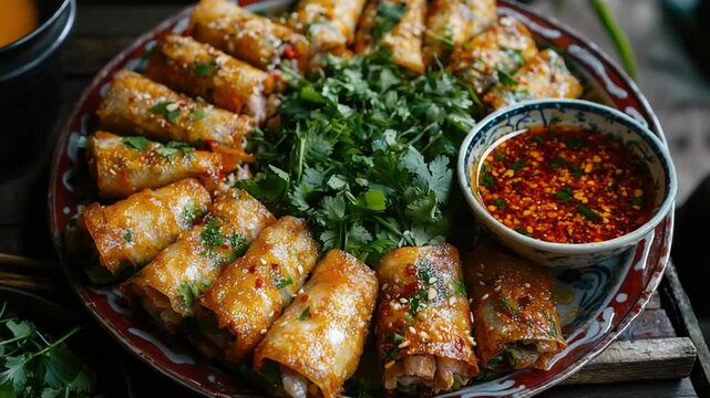 traditional chinese spring rolls video