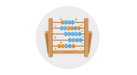 Illustration of a wooden abacus with colorful beads for counting and learning mathematics