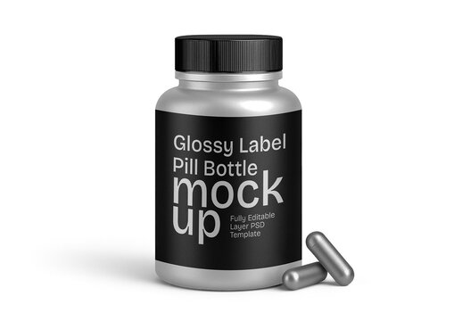 Glossy Pill Bottle Mockup