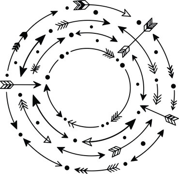 Boho arrow circle wreath tribal design arrows spinning direction vector
