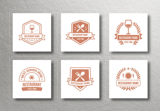 Vintage Restaurant Logo Badge Template Set