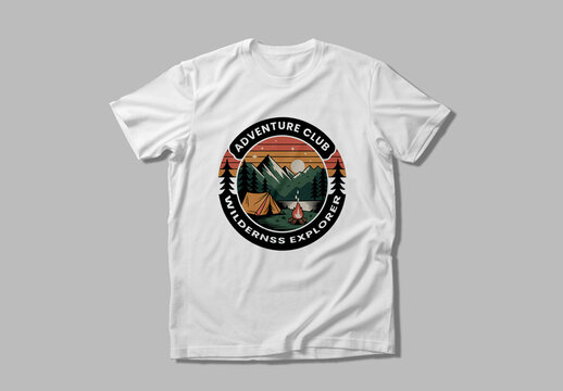 Vintage Style Camping T Shirt Design Layout