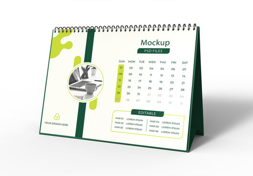 Spiral Table Desk Calender Mockup