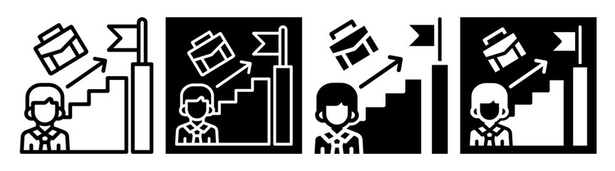 Career Pathing Icon Outline & Glyph Style Collection Set