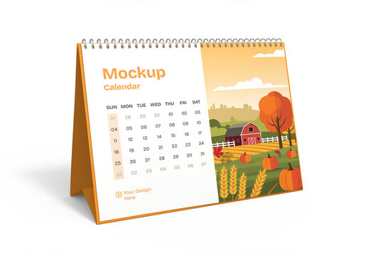 Horizontal Desk Calender Mockup Template