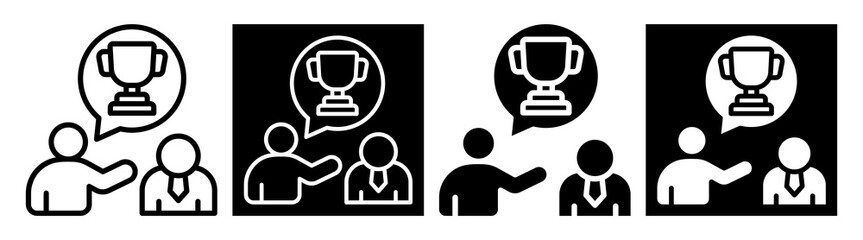 Mentoring Achievement Icon Outline & Glyph Style Collection Set