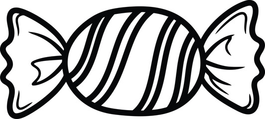 Hand drawn striped candy wrapper simple icon vector