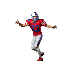 Naklejka premium American football player in red jersey celebrating a victory.