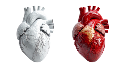 Detailed 3D Model of Realistic Human Heart Bundle: Variations Isolated on Transparent Background